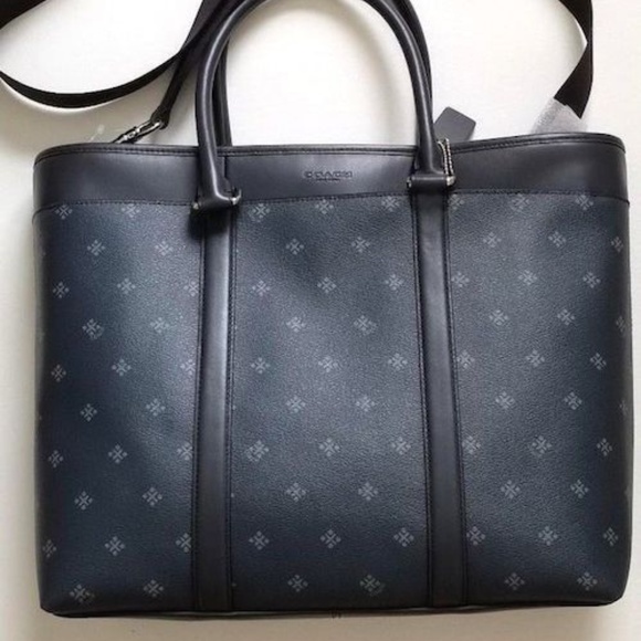 NEW COACH men Diamond Pattern large Tote Briefcase - Picture 3 of 8